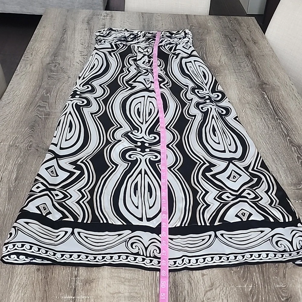 White House Black Market Strapless Silk A-Line Maxi Dress Abstract Print Sz. 4 - Picture 8 of 11